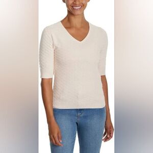 Ella Moss Soft Cream V-Neck Sweater